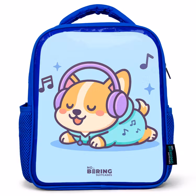 Kawai - Hond - Muziek Kinderrugzak - Blauw middel -3d
