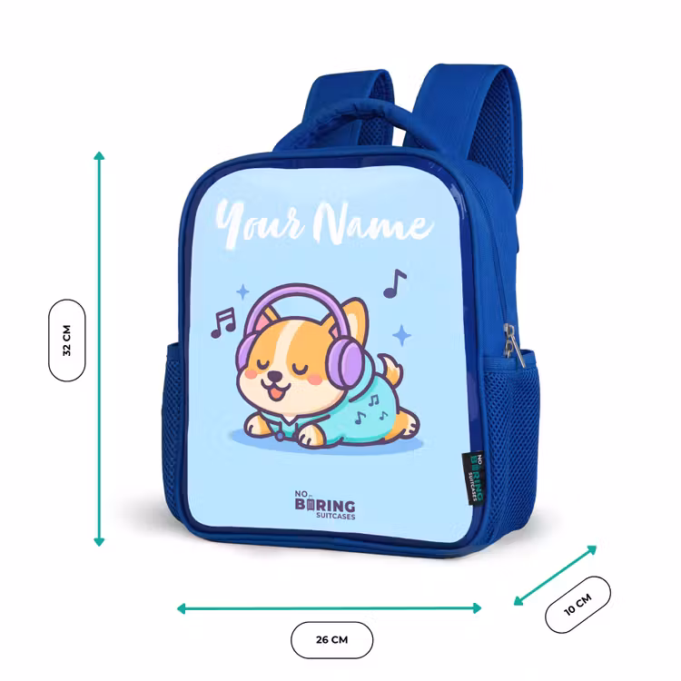 Kawai - Hond - Muziek Kinderrugzak - Blauw middel -productfoto_formaten
