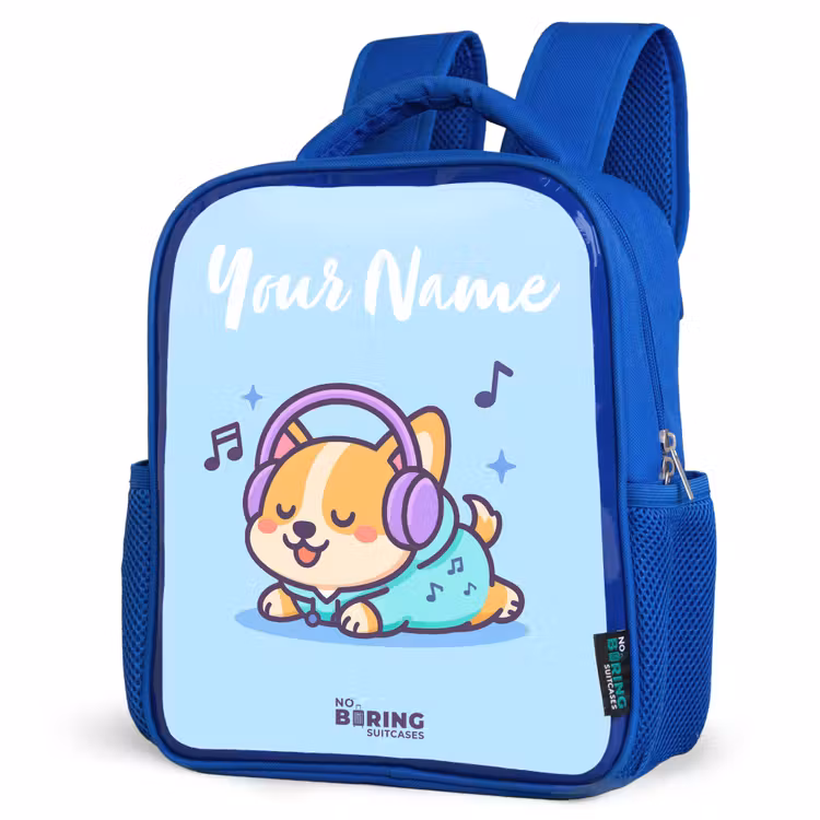 Kawai - Hond - Muziek Kinderrugzak - Blauw middel -schuin