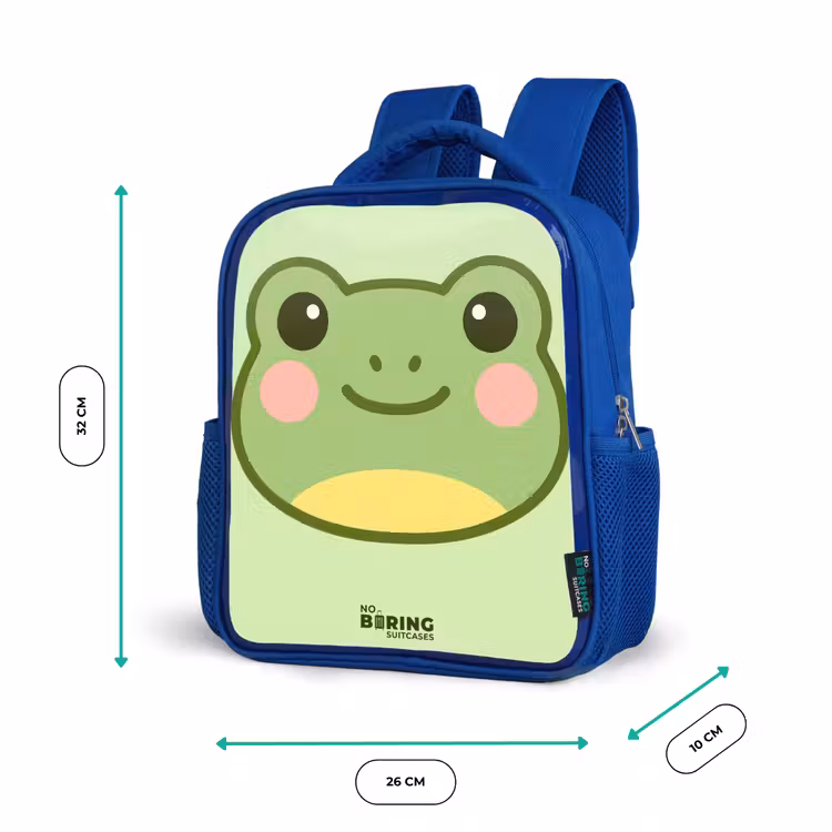 Kawai - Kikker - Groen Kinderrugzak - Blauw middel -productfoto_formaten