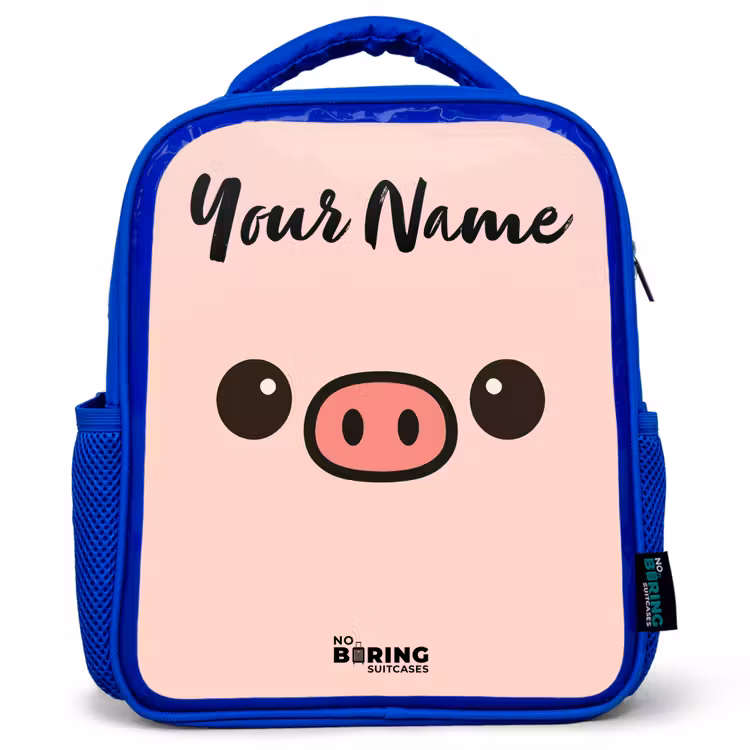 Kawai - Varken - Roze Kinderrugzak - Blauw middel -3d