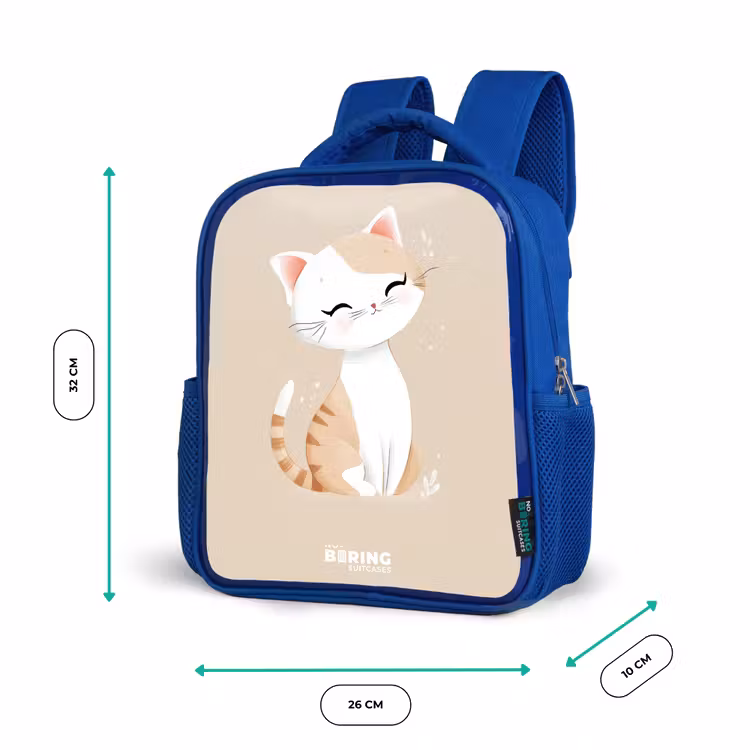 Kitten in de kleuren beige en wit Kinderrugzak - Blauw middel -productfoto_formaten
