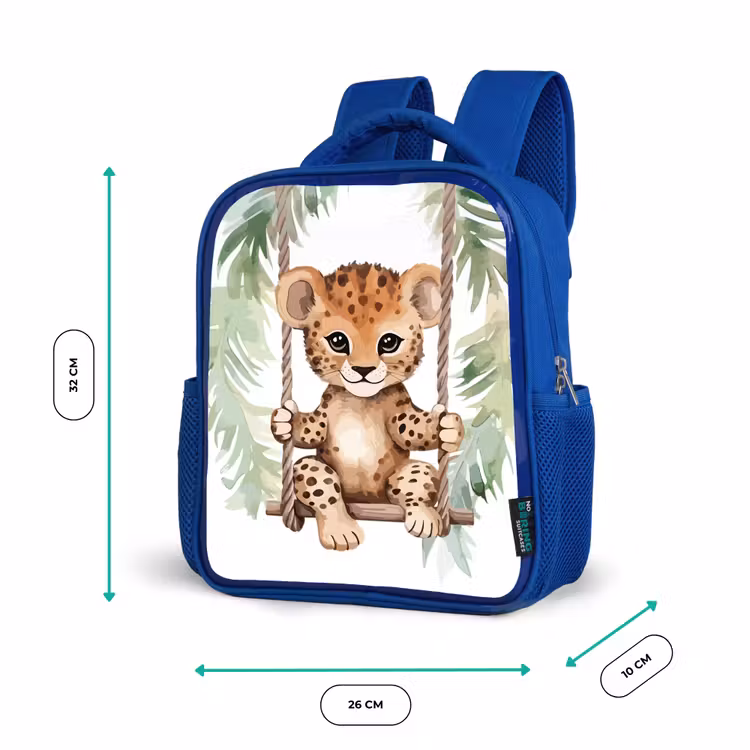 Luipaard - Dier - Kinderen - Jungle Kinderrugzak - Blauw middel -productfoto_formaten