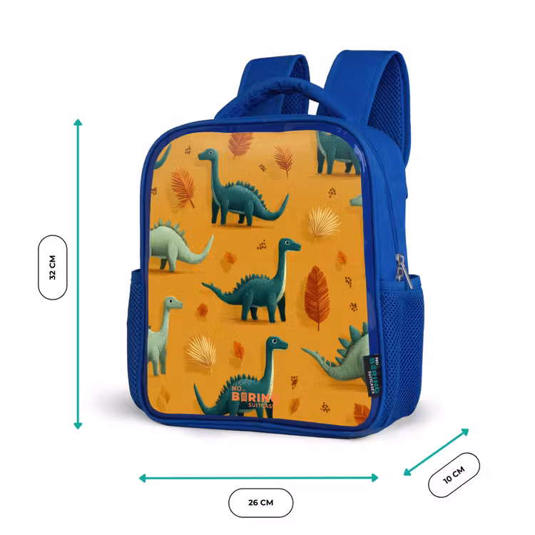 Lange nekken in herfstlandschap Kinderrugzak - Blauw middel -productfoto_formaten