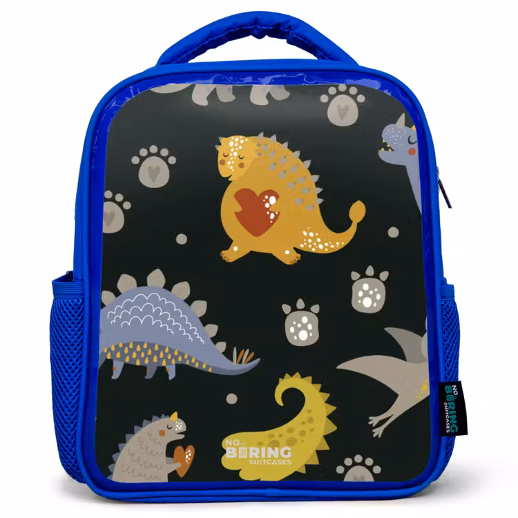 Liefdevolle dinosaurus Kinderrugzak - Blauw middel -3d