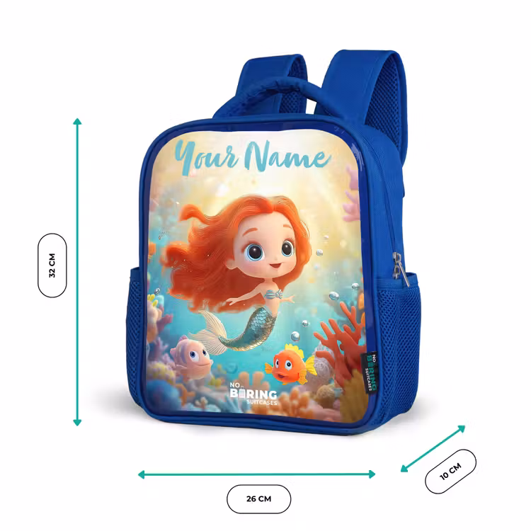 Zeemeermin - Vissen - Koraal Kinderrugzak - Blauw middel -productfoto_formaten