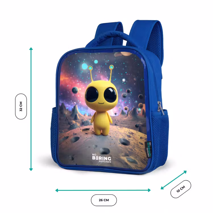 Vrolijk buitenaards wezentje Kinderrugzak - Blauw middel -productfoto_formaten