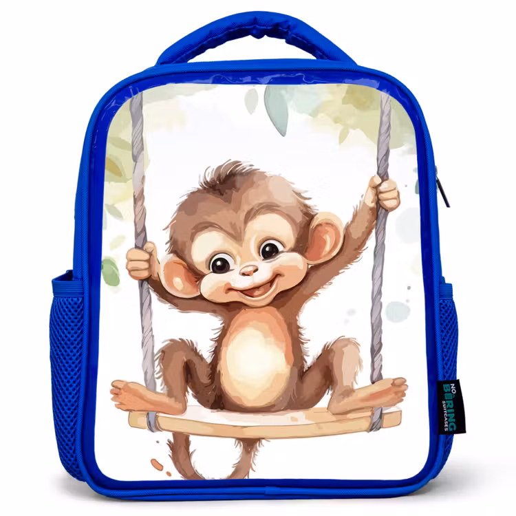 Aap - Dier - Kinderen - Jungle Kinderrugzak - Blauw middel -3d