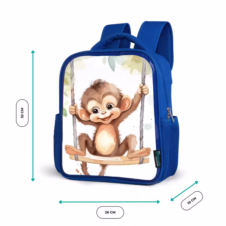 Aap - Dier - Kinderen - Jungle Kinderrugzak - Blauw middel -productfoto_formaten