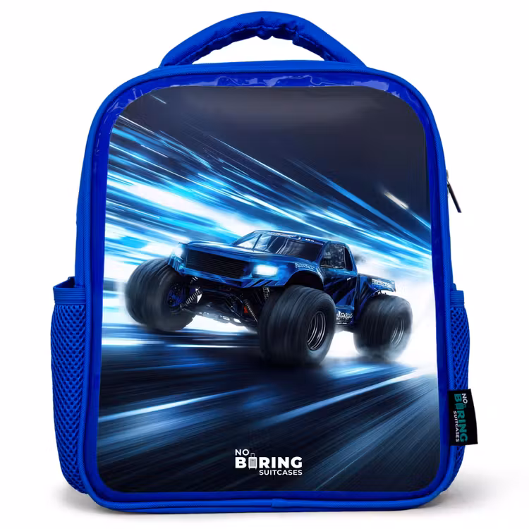Monstertruck raast door lichtsnelheid Kinderrugzak - Blauw middel -3d