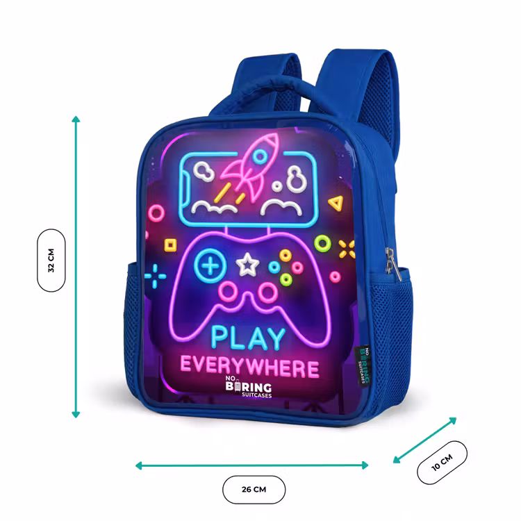 Neonillustratie met een controller Kinderrugzak - Blauw middel -productfoto_formaten