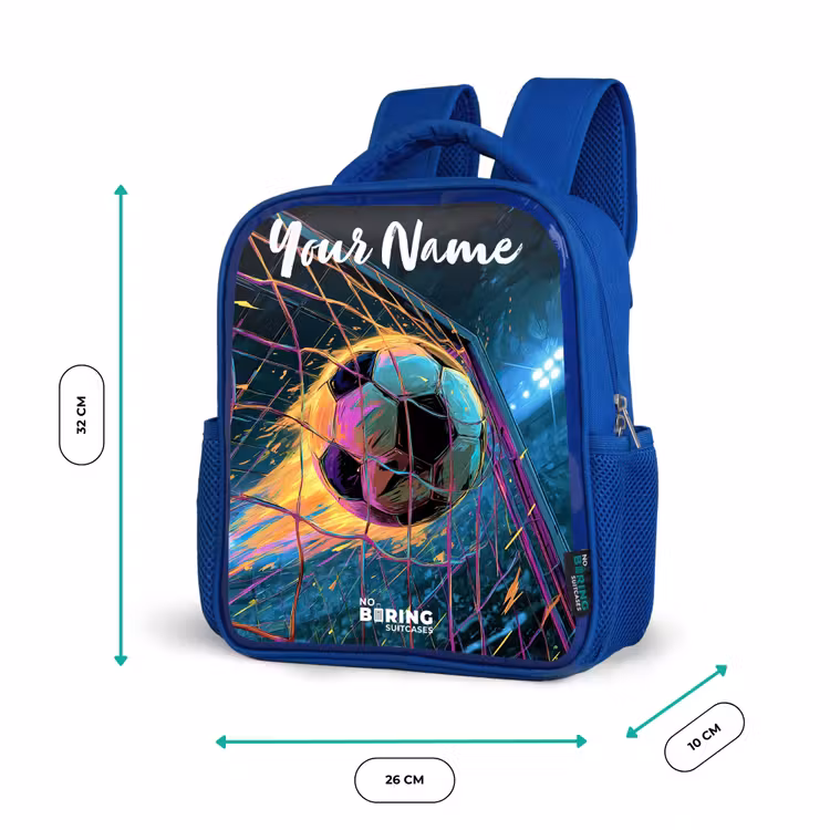 Neon - Net - Voetbal - Kleurrijk Kinderrugzak - Blauw middel -productfoto_formaten