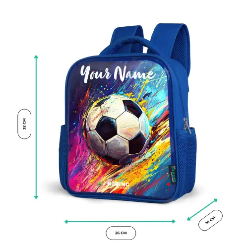 Neon - Voetbal - Kleurrijk Kinderrugzak - Blauw middel -productfoto_formaten