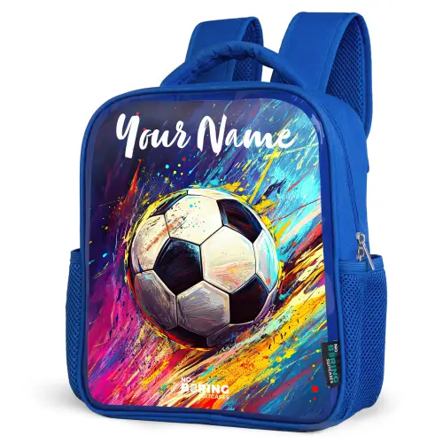 Neon - Voetbal - Kleurrijk Kinderrugzak - Blauw middel -schuin