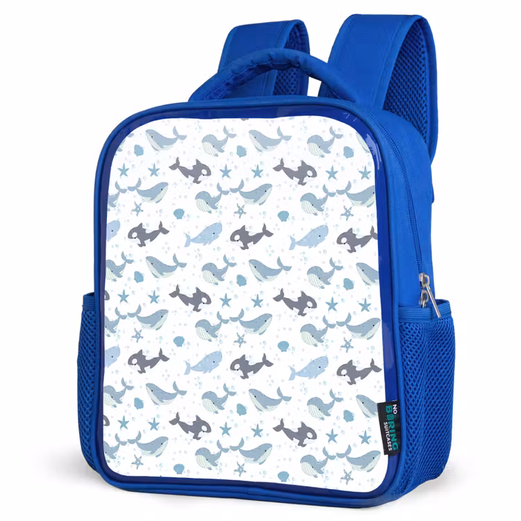 Oceaan - Walvis - Orka - Blauw Kinderrugzak - Blauw middel 862 -schuin