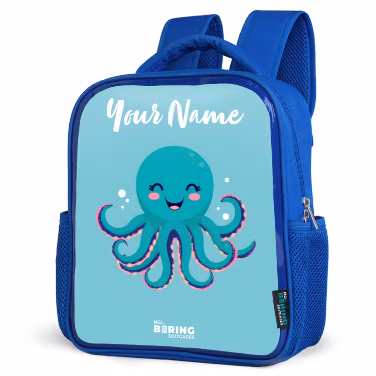 Octopus - Water - Blauw Kinderrugzak - Blauw middel -schuin