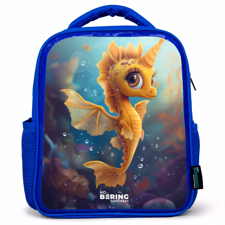 Oranje zeepaardje in het water Kinderrugzak - Blauw middel -3d
