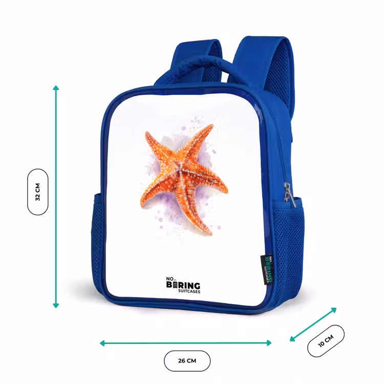 Oranje Zeester Illustratie Kinderrugzak - Blauw middel -productfoto_formaten