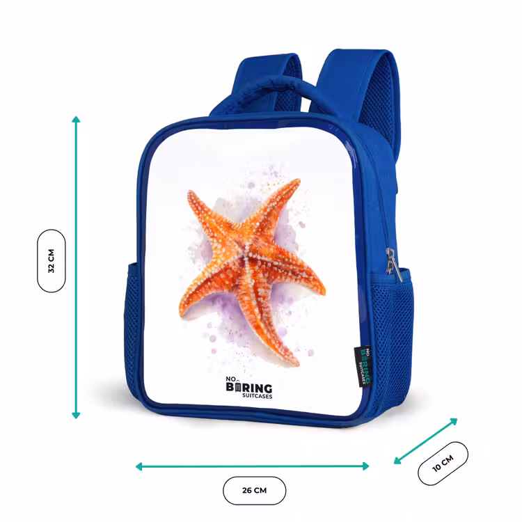 Oranje Zeester Illustratie Kinderrugzak - Blauw middel -productfoto_formaten