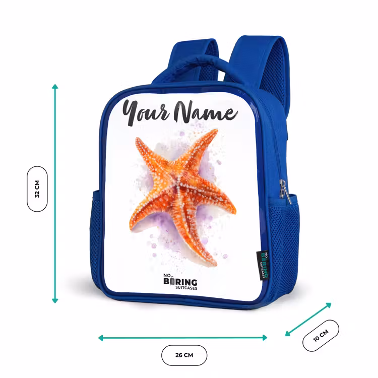 Oranje Zeester Illustratie Kinderrugzak - Blauw middel -productfoto_formaten