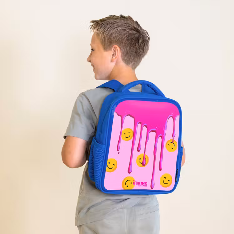 Verf - Smiley - Roze Kinderrugzak - Blauw middel -sfeer2