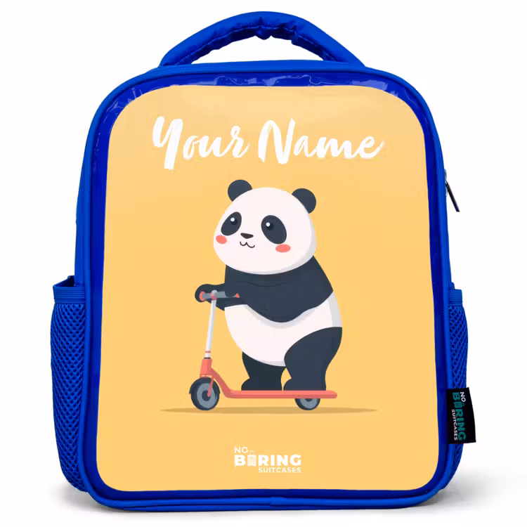 Panda - Step - Geel Kinderrugzak - Blauw middel -3d