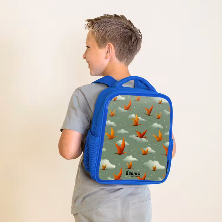 Patroon - Dino - Pterosaurussen Kinderrugzak - Blauw middel -sfeer2