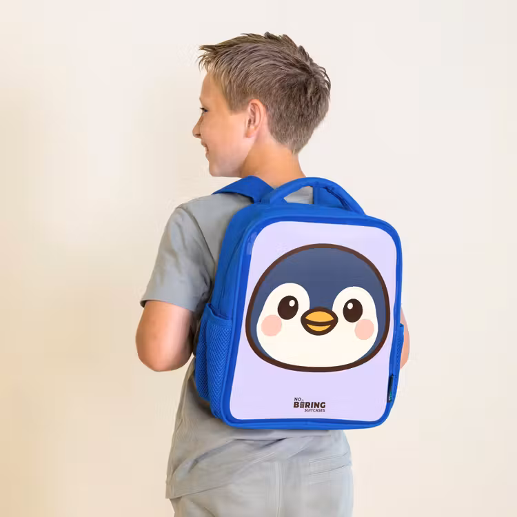 Pinguïn Kinderrugzak - Blauw middel -sfeer2