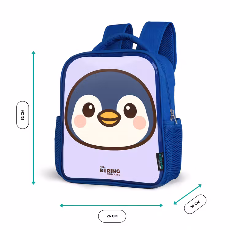 Pinguïn Kinderrugzak - Blauw middel -productfoto_formaten