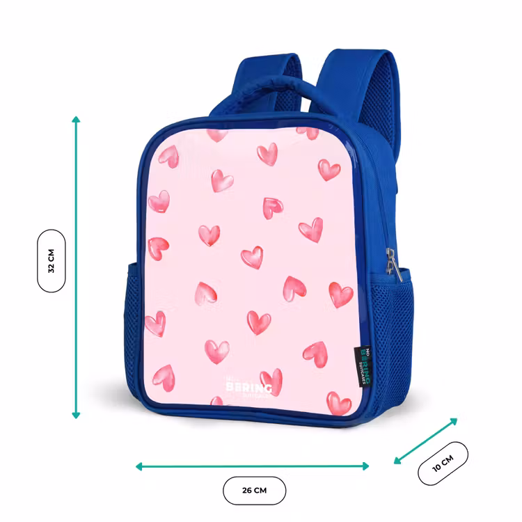 Roze hartjes Kinderrugzak - Blauw middel -productfoto_formaten