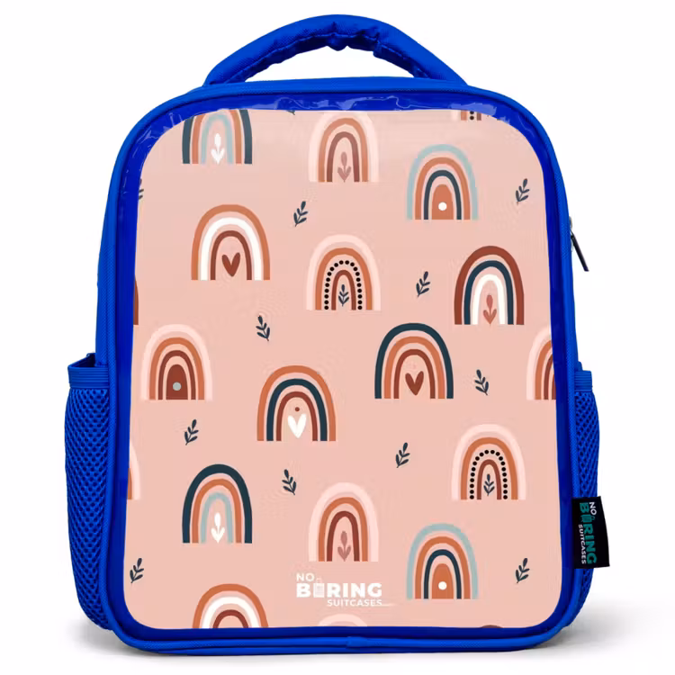 Roze regenbogen patroon Kinderrugzak - Blauw middel -3d