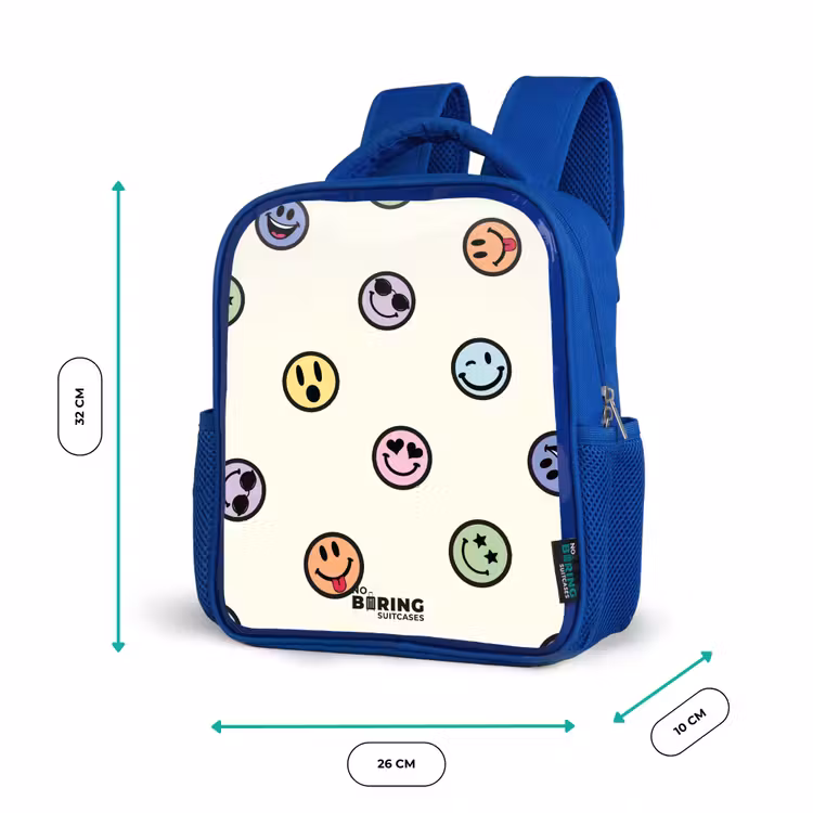Speelse smiley-mix Kinderrugzak - Blauw middel -productfoto_formaten