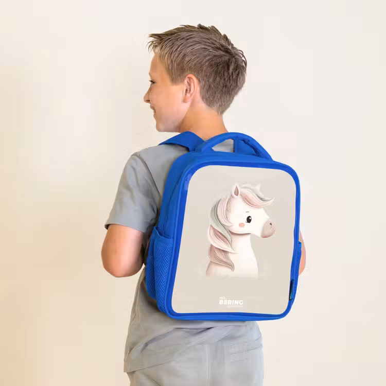 Pony in roze pastel kleuren Kinderrugzak - Blauw middel -sfeer2