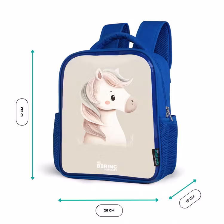 Pony in roze pastel kleuren Kinderrugzak - Blauw middel -productfoto_formaten