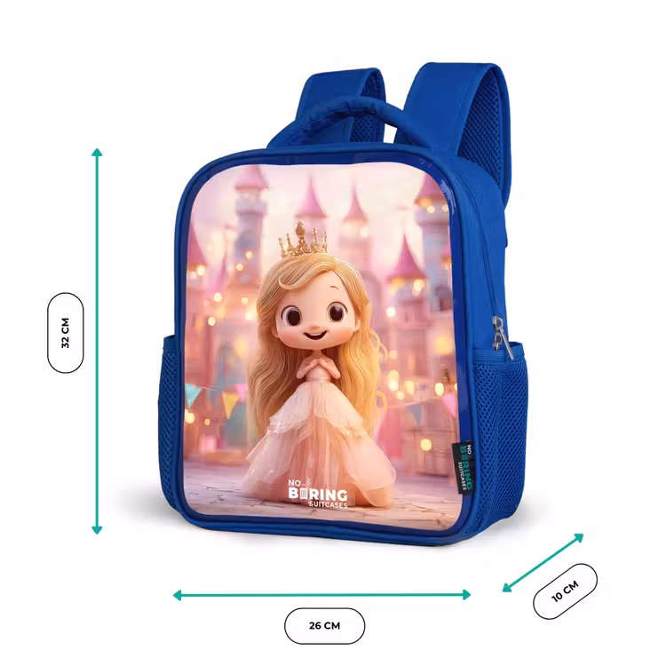 Prinses - Roze - Kasteel Kinderrugzak - Blauw middel -productfoto_formaten