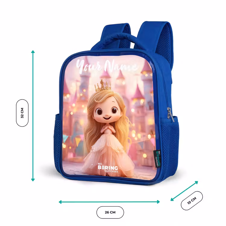 Prinses - Roze - Kasteel Kinderrugzak - Blauw middel -productfoto_formaten