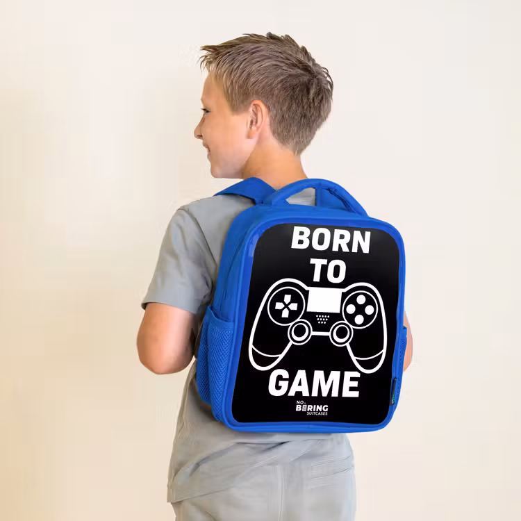 Qoute met controller in zwart wit Kinderrugzak - Blauw middel -sfeer2