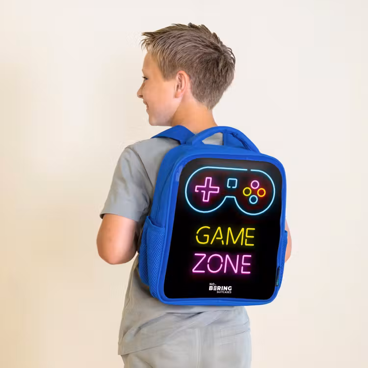 Qoute met neonkleuren Kinderrugzak - Blauw middel -sfeer2
