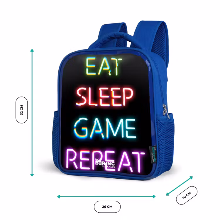 Qoute met neon lichten Kinderrugzak - Blauw middel -productfoto_formaten