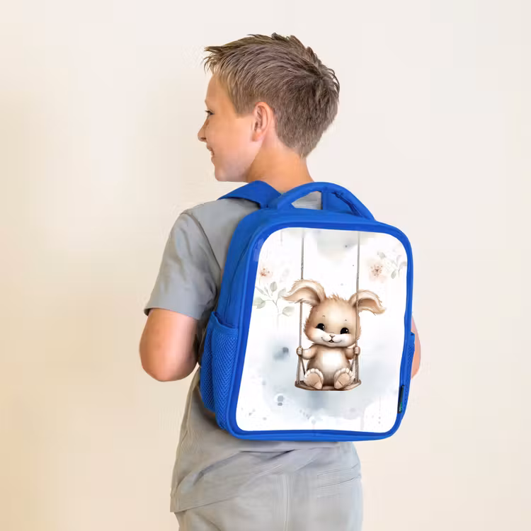 Konijn - Baby dier - Kinderen Kinderrugzak - Blauw middel -sfeer2