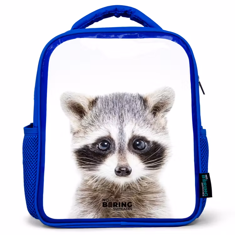 Rachid Racoon Kinderrugzak - Blauw middel -3d
