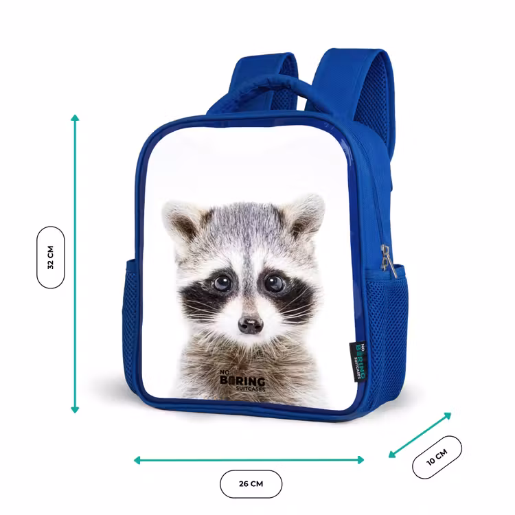 Rachid Racoon Kinderrugzak - Blauw middel -productfoto_formaten