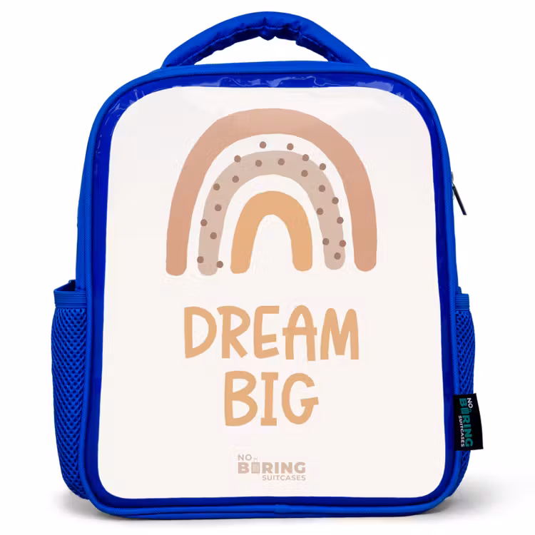 Regenboog met de quote 'Dream Big' Kinderrugzak - Blauw middel -3d