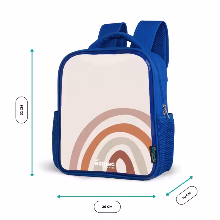 Ruwe regenboog naturel Kinderrugzak - Blauw middel -productfoto_formaten