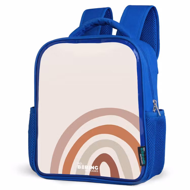 Ruwe regenboog naturel Kinderrugzak - Blauw middel -schuin