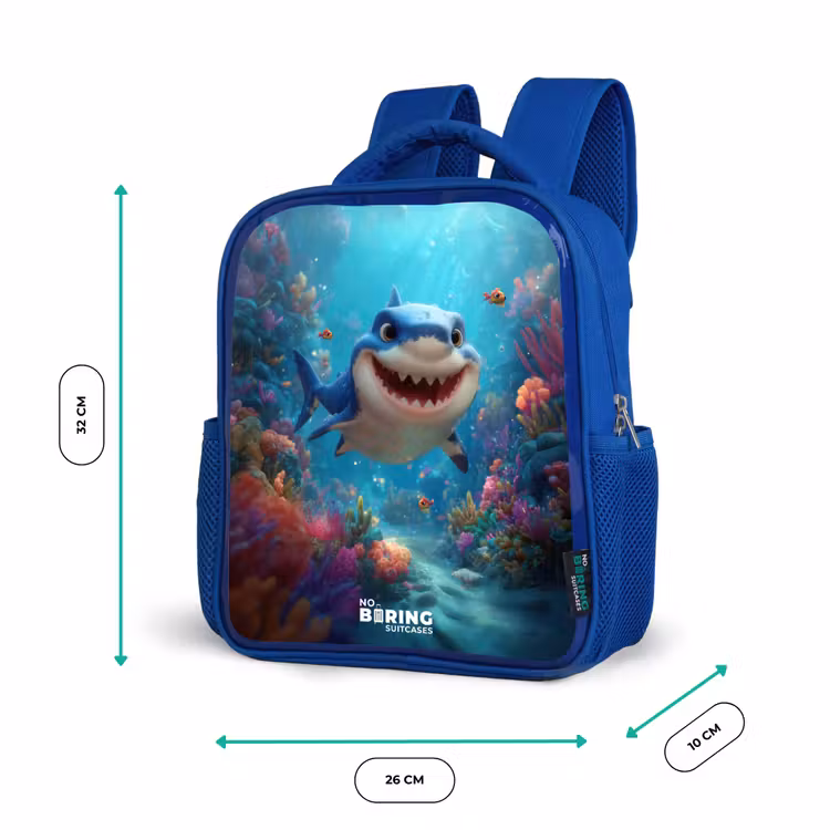 Rif - Koraal - Haai - Dier Kinderrugzak - Blauw middel -productfoto_formaten
