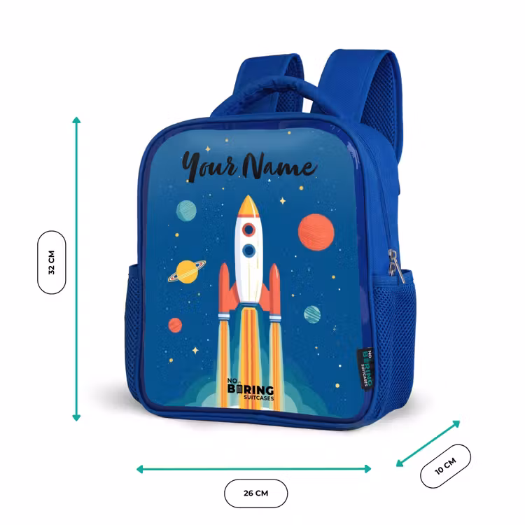 Raket - Planeet - Sterren - Veelkleurig Kinderrugzak - Blauw middel -productfoto_formaten