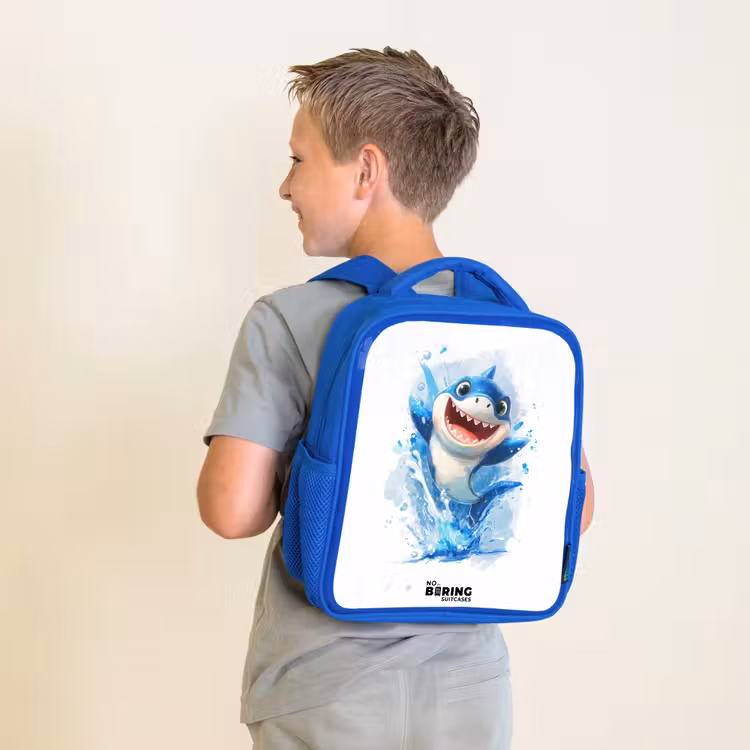Haai - Tanden - Water Kinderrugzak - Blauw middel -sfeer2