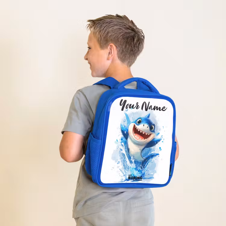 Haai - Tanden - Water Kinderrugzak - Blauw middel -sfeer2