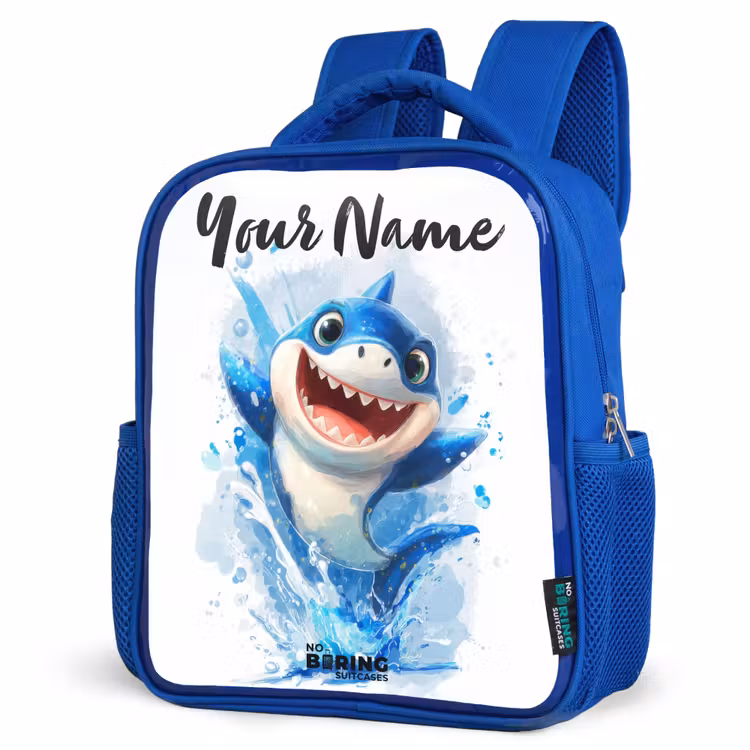 Haai - Tanden - Water Kinderrugzak - Blauw middel -schuin
